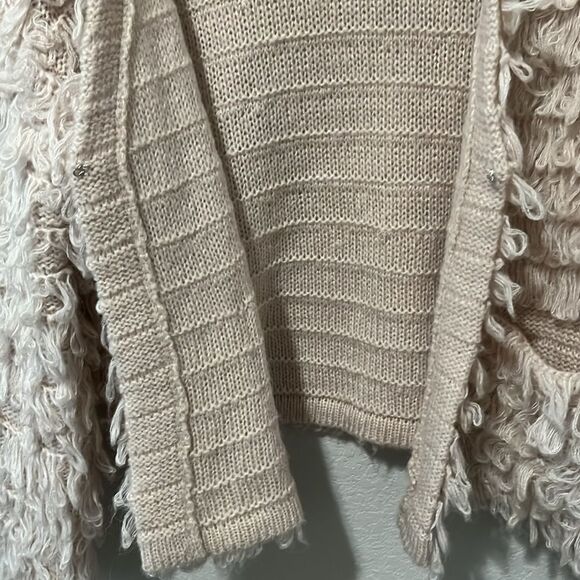 ASTR THE LABEL Loop Knit Shaggy Wool Blend Sweater Jacket, Light Pink, Size M - Picture 6 of 9